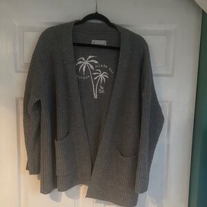 The Beach People Embroidered Gray Women's Cardigan